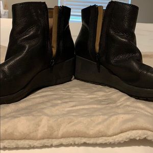 Black leather booties